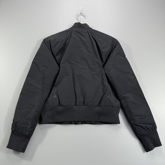 Lululemon Jacket Womens 4 Black Reversible Bomber Puffer Zip Pockets Athletic - Picture 2 of 8